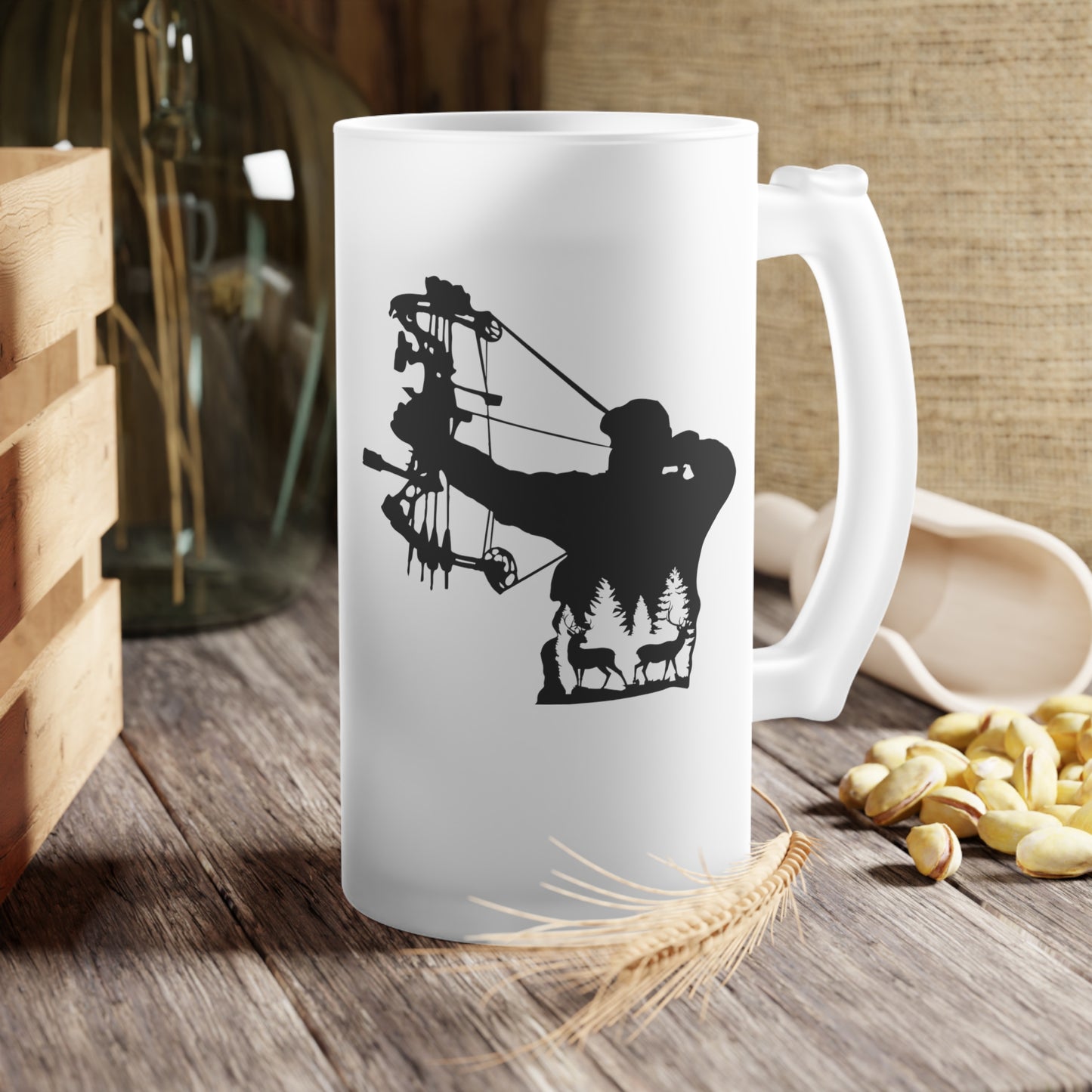 Compound Bow Male | Frosted Glass Beer Mug 500ml