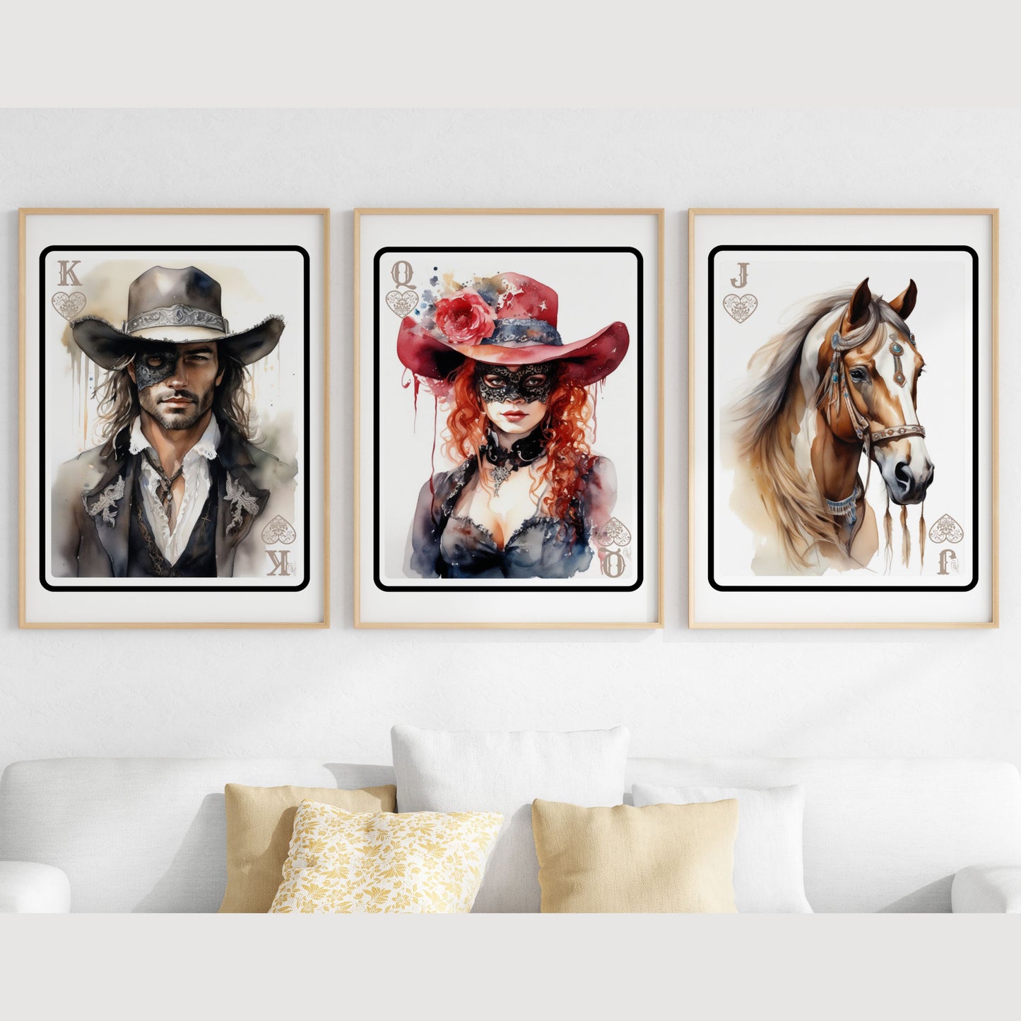 Wild West Poker Card Art Print Trio - Set 3