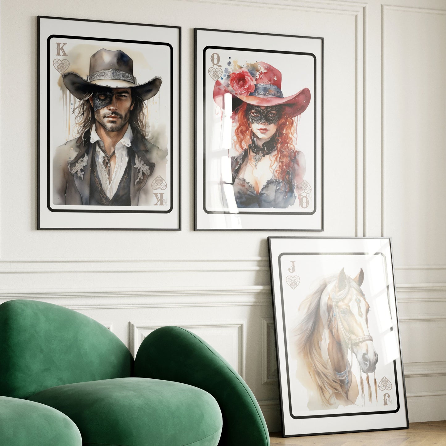 Wild West Poker Card Art Print Trio - Set 3