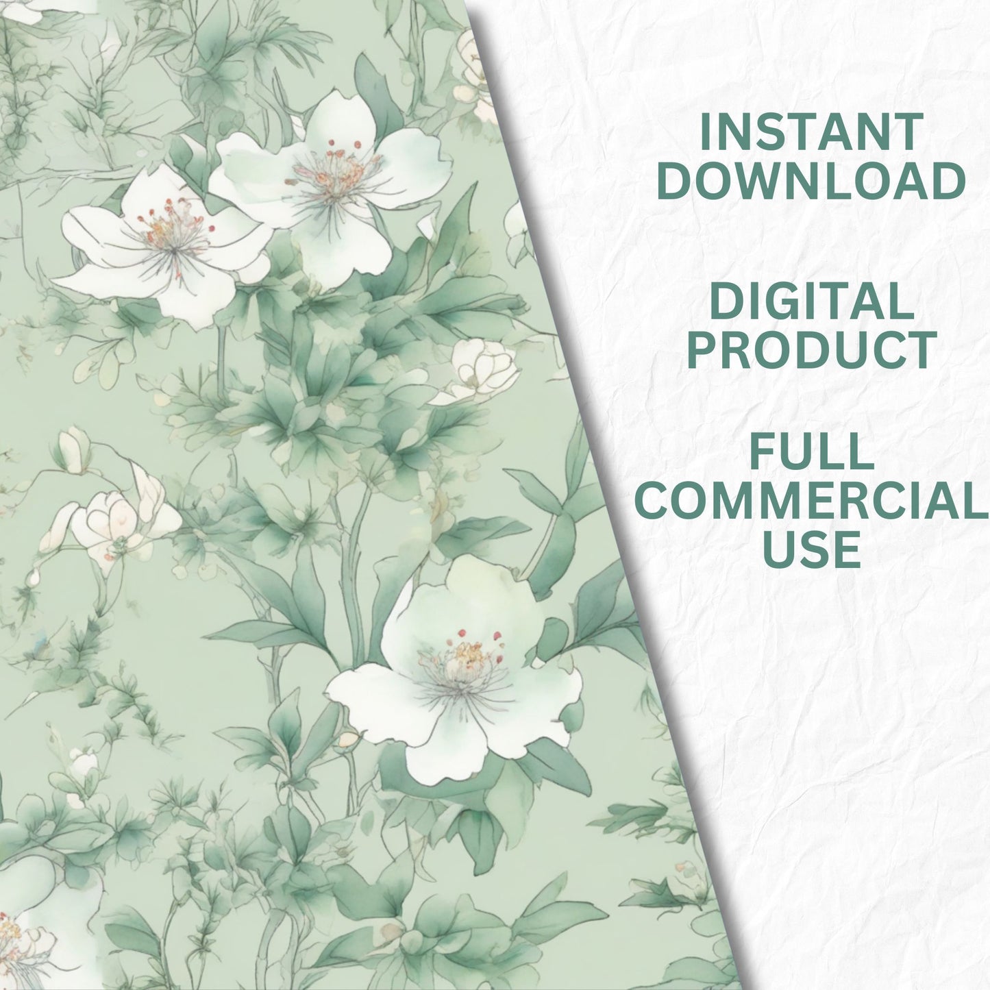 Floral Olive Sage Green | Watercolour