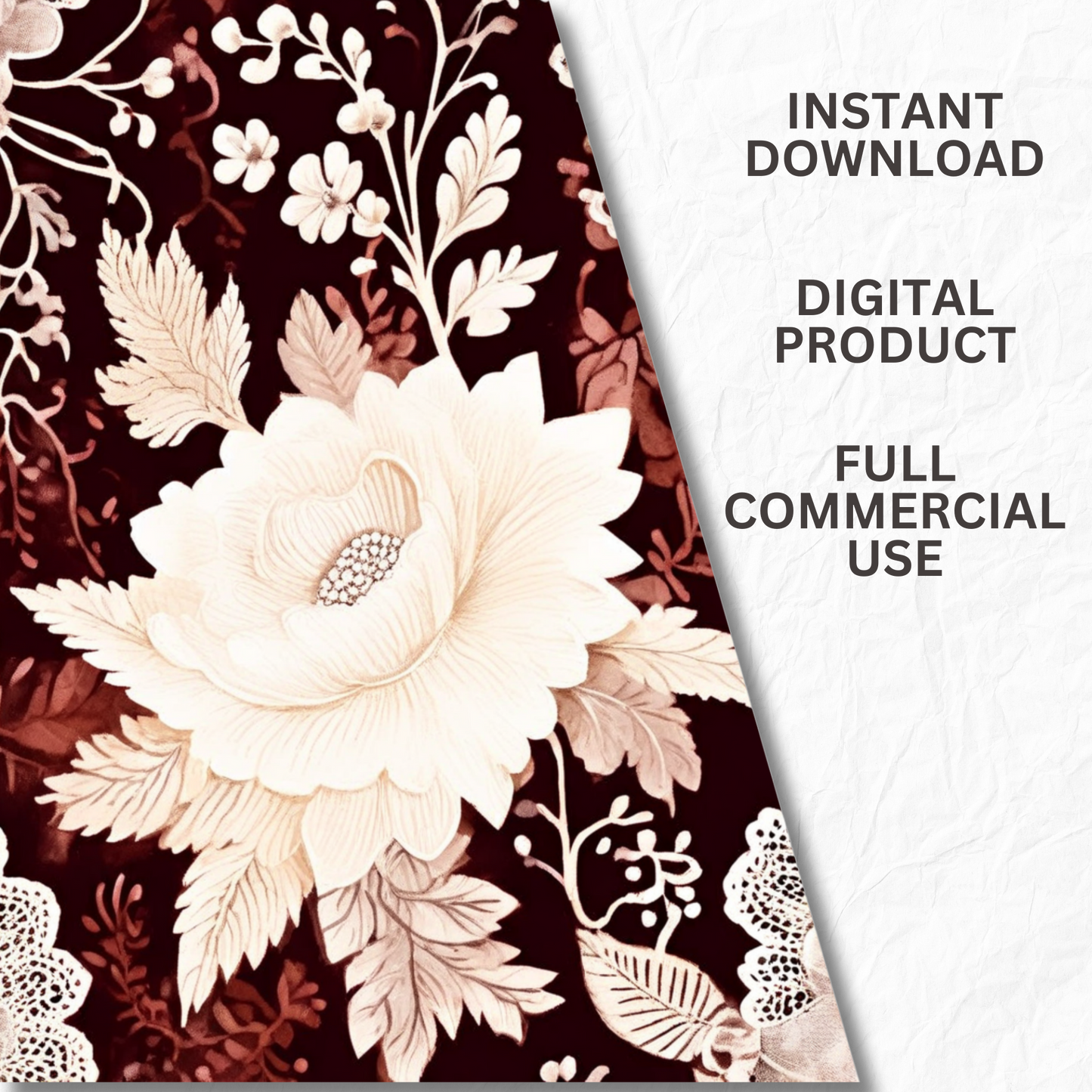 Maroon and Cream Chinoiserie Lace | Watercolour