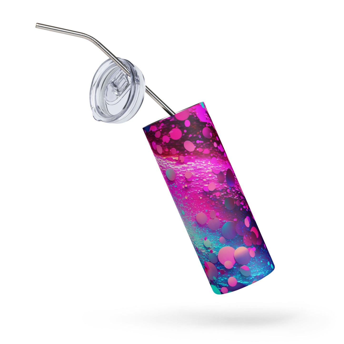 Deep Fuchsia Holographic Glitter | Skinny Tumbler 600ml