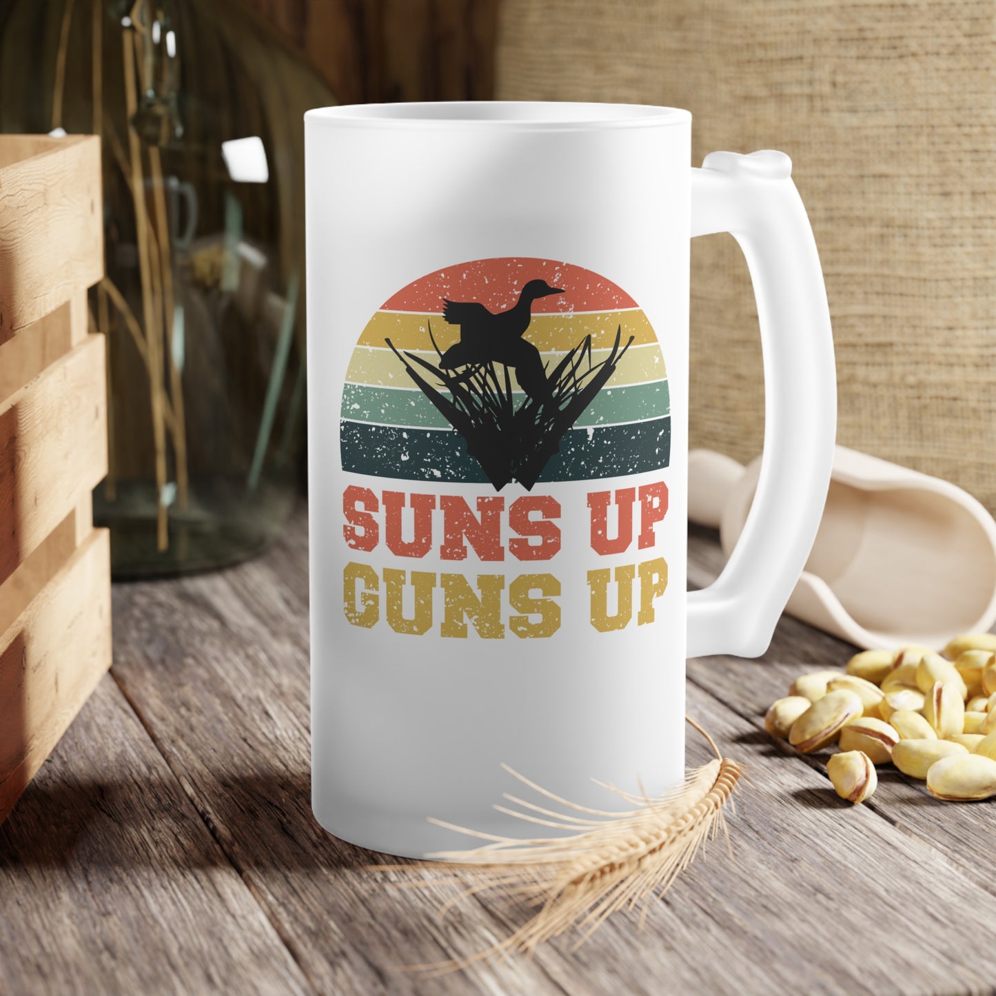 Suns Up Guns Up 1 | Frosted Glass Beer Mug 500ml