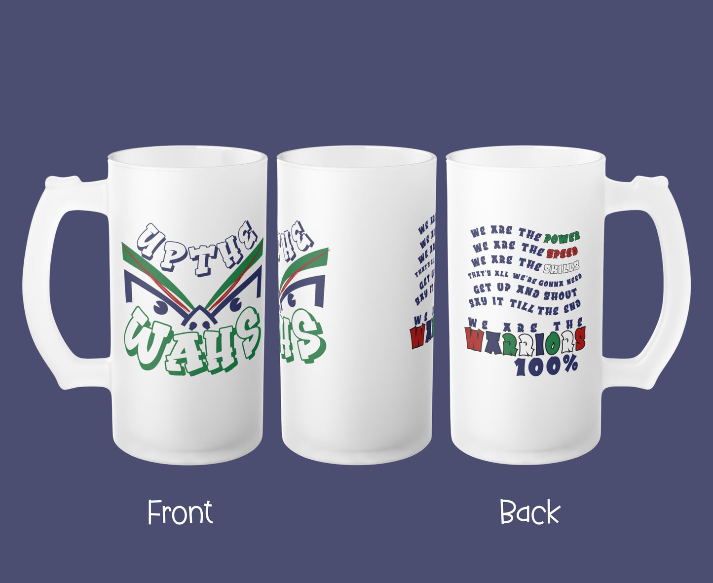 Up the Wahs Frosted Glass Beer Mugs 475ml (16oz) Set of 2