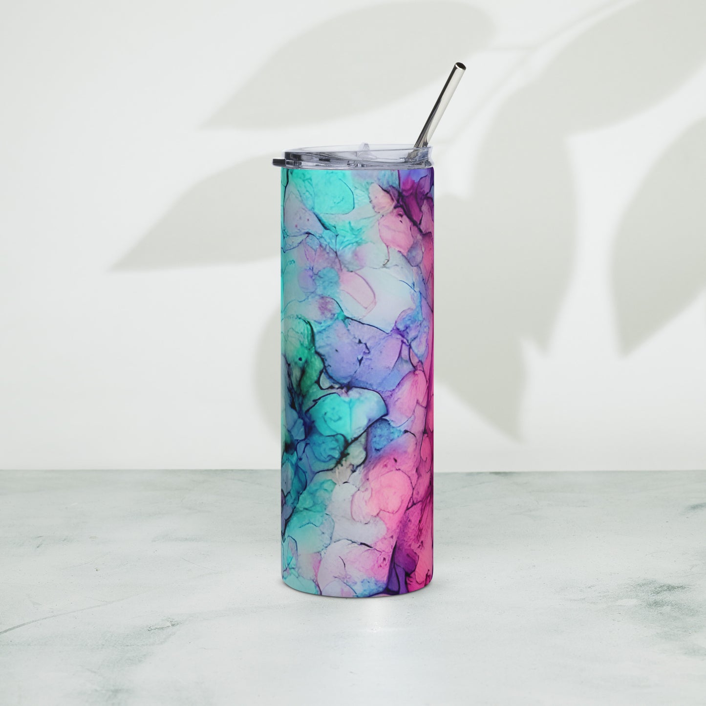 Violet Puddles Alcohol Ink | Skinny Tumbler 600ml