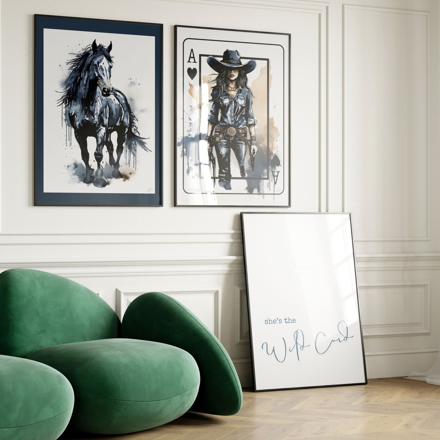 She's The Wild Card | Cowgirl Wall Art Gallery Set of 3