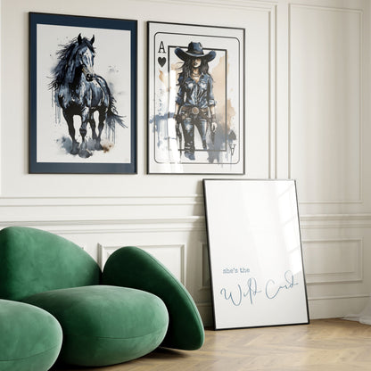 She's The Wild Card | Cowgirl Wall Art Gallery Set of 3