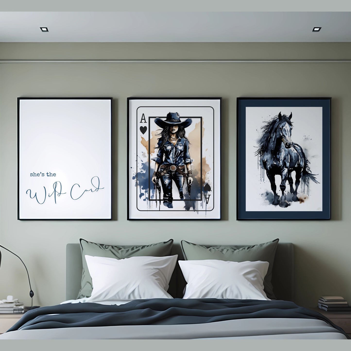 She's The Wild Card | Cowgirl Wall Art Gallery Set of 3