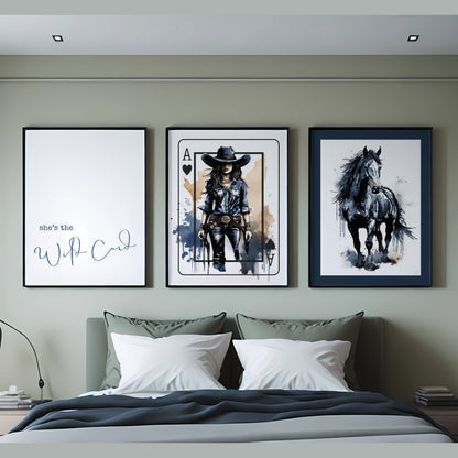 She's The Wild Card | Cowgirl Wall Art Gallery Set of 3