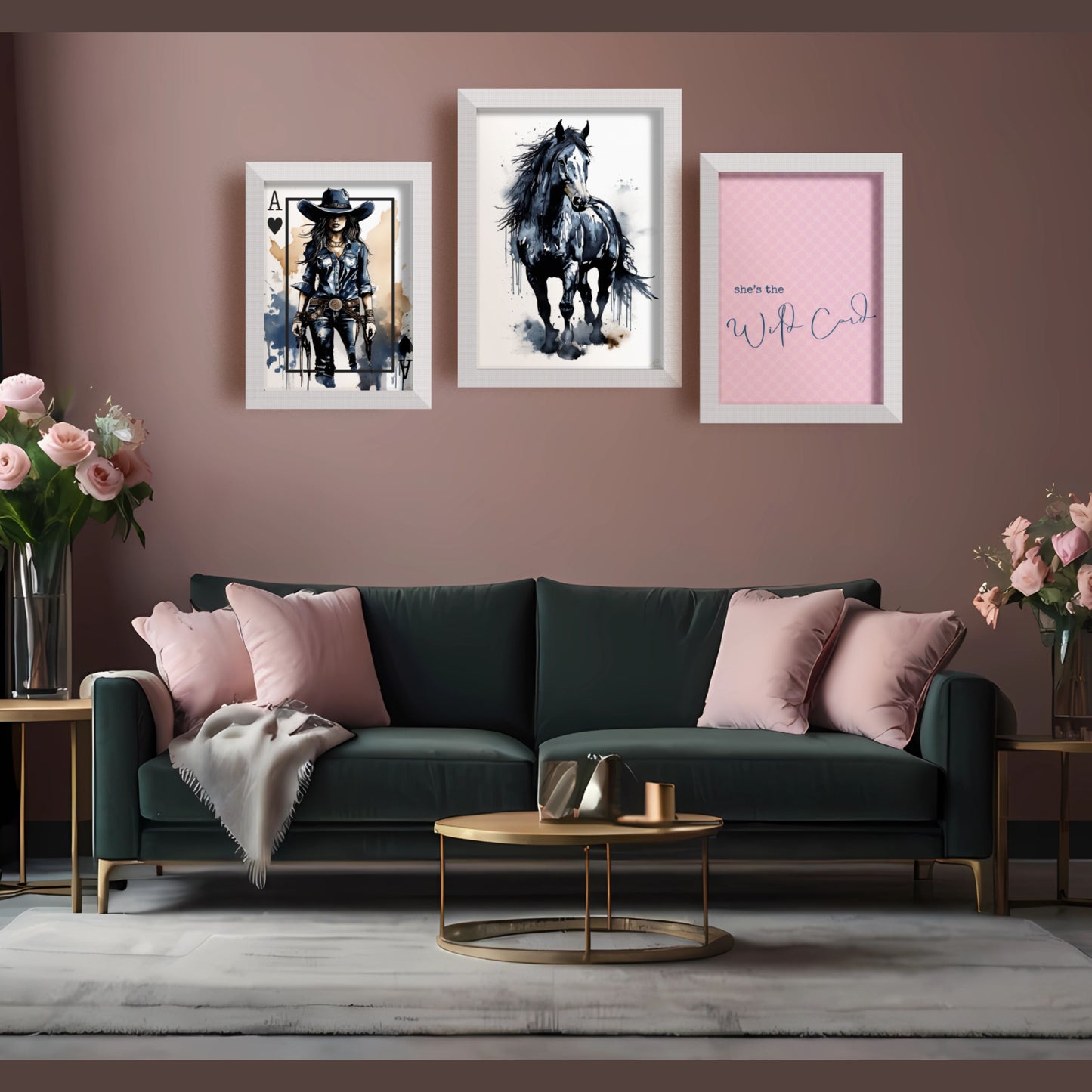 She's The Wild Card | Cowgirl Wall Art Gallery Set of 3