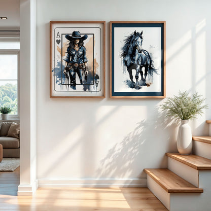She's The Wild Card | Cowgirl Wall Art Gallery Set of 3