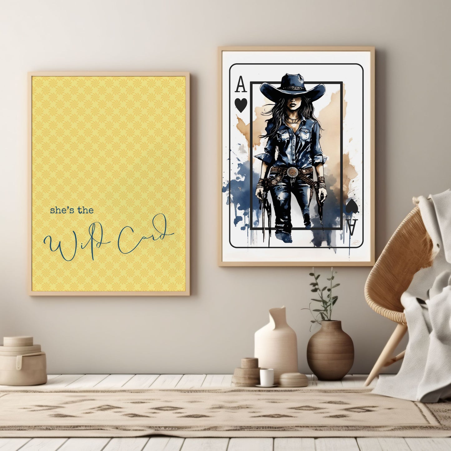 She's The Wild Card | Cowgirl Wall Art Gallery Set of 3