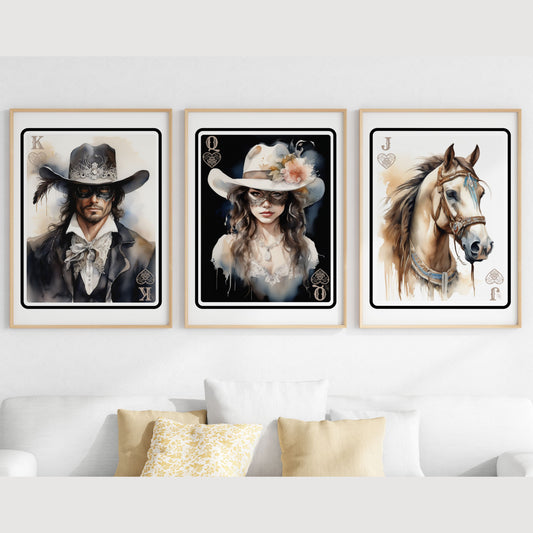 Wild West Poker Card Art Print Trio - Set 1