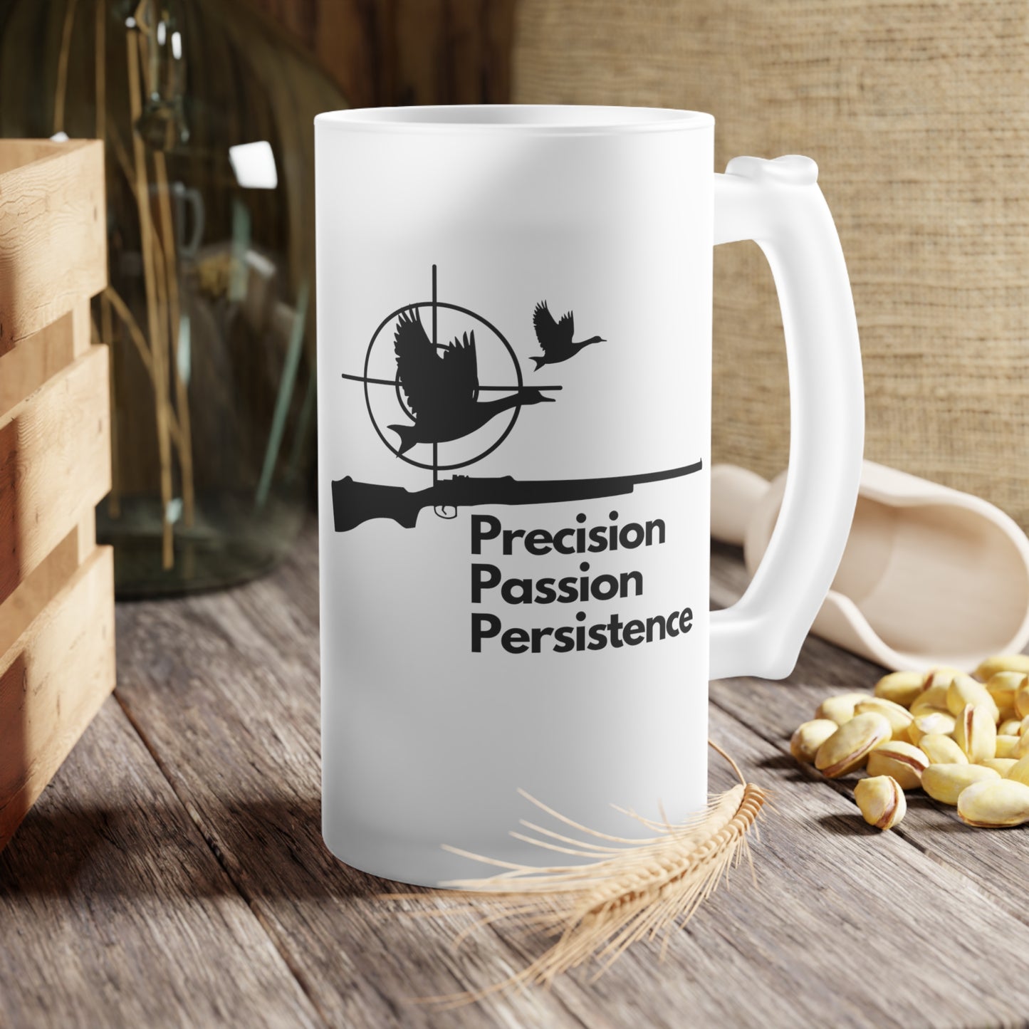 Precision. Passion. Persistence | Frosted Glass Beer Mug 500ml
