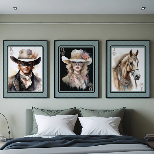 Wild West Poker Card Art Print Trio - Set 2