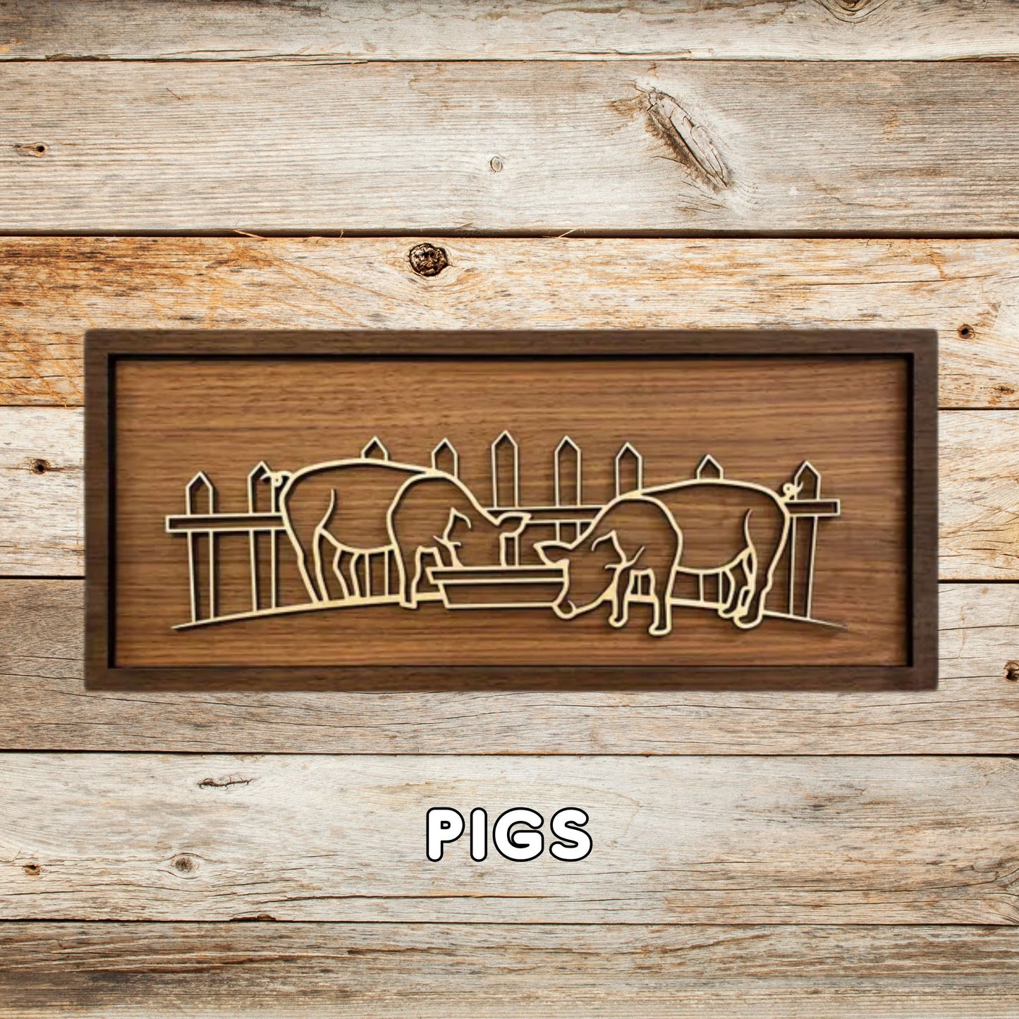 On The Farm | Handcrafted 3D Line Art Wooden Wall Decor | Laser Engraved