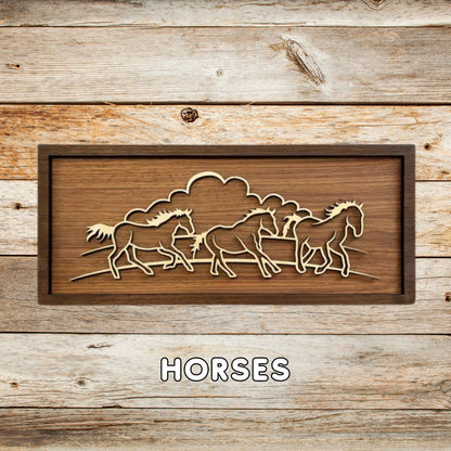 On The Farm | Handcrafted 3D Line Art Wooden Wall Decor | Laser Engraved