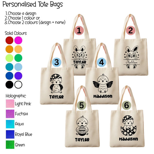 Kids Personalised Printed Easter Tote Bag