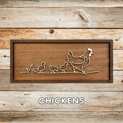 On The Farm | Handcrafted 3D Line Art Wooden Wall Decor | Laser Engraved