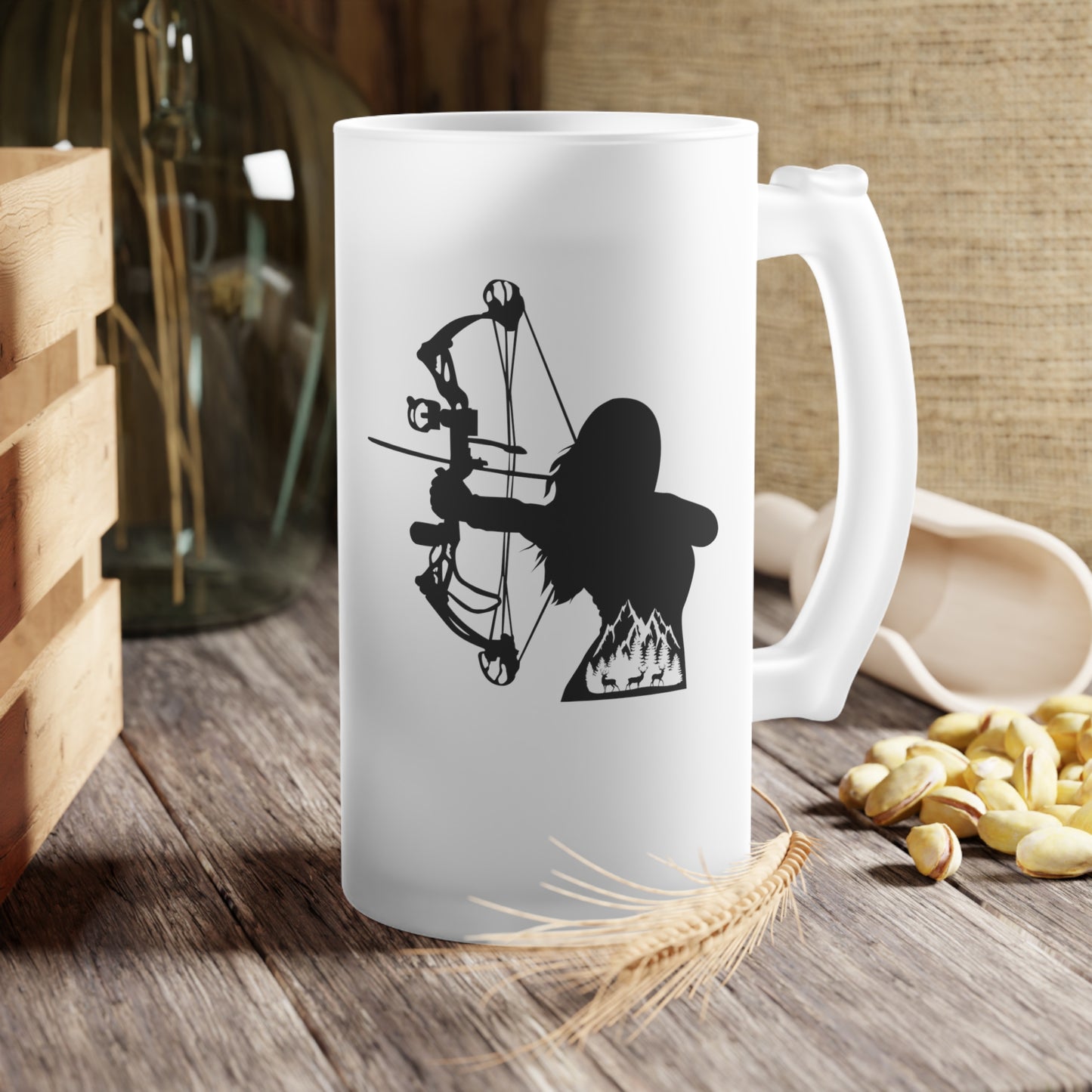 Compound Bow Female | Frosted Glass Beer Mug 500ml