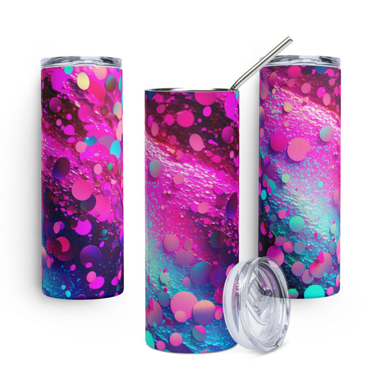 Deep Fuchsia Holographic Glitter | Skinny Tumbler 600ml