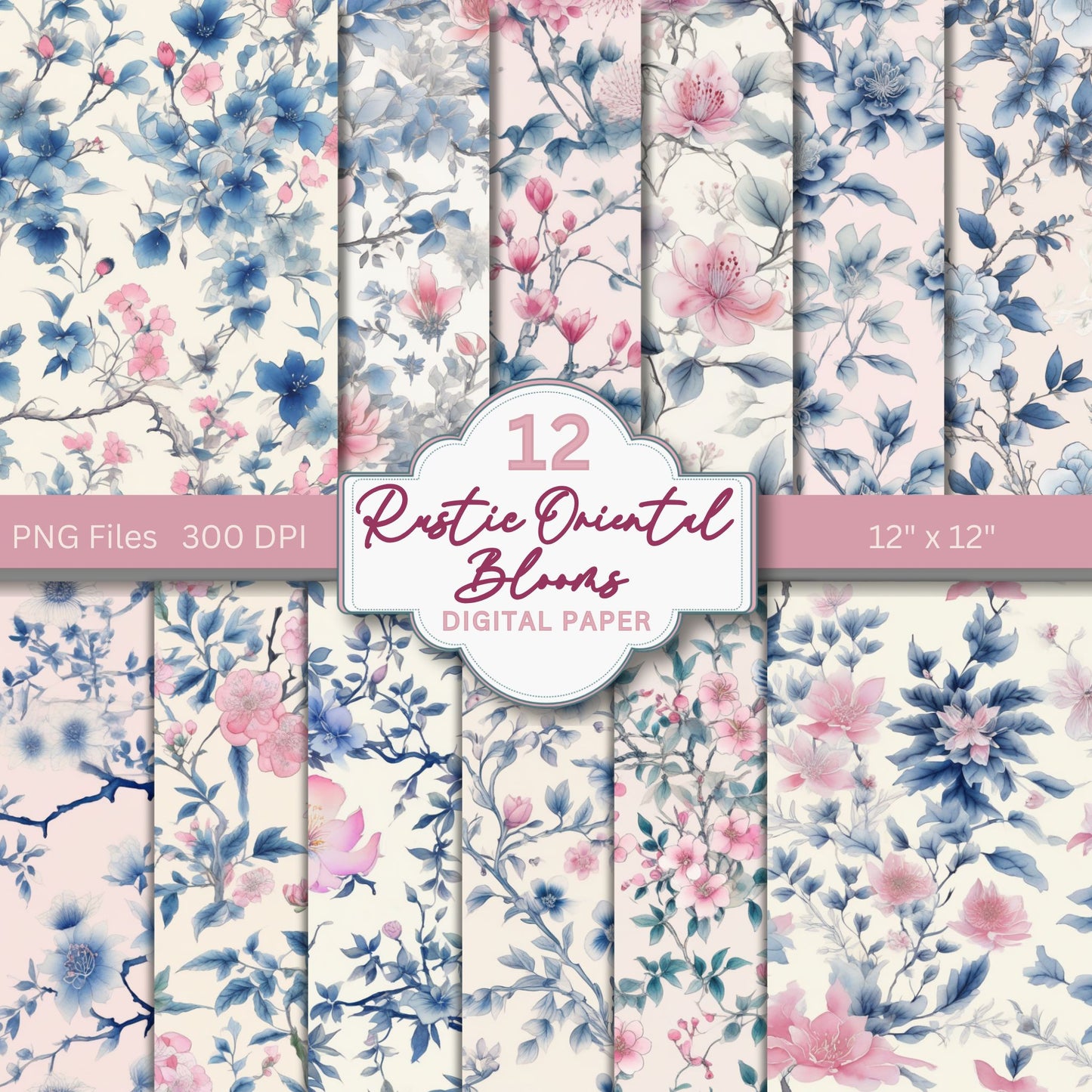 Rustic Cottage Pink and Blue | Watercolour