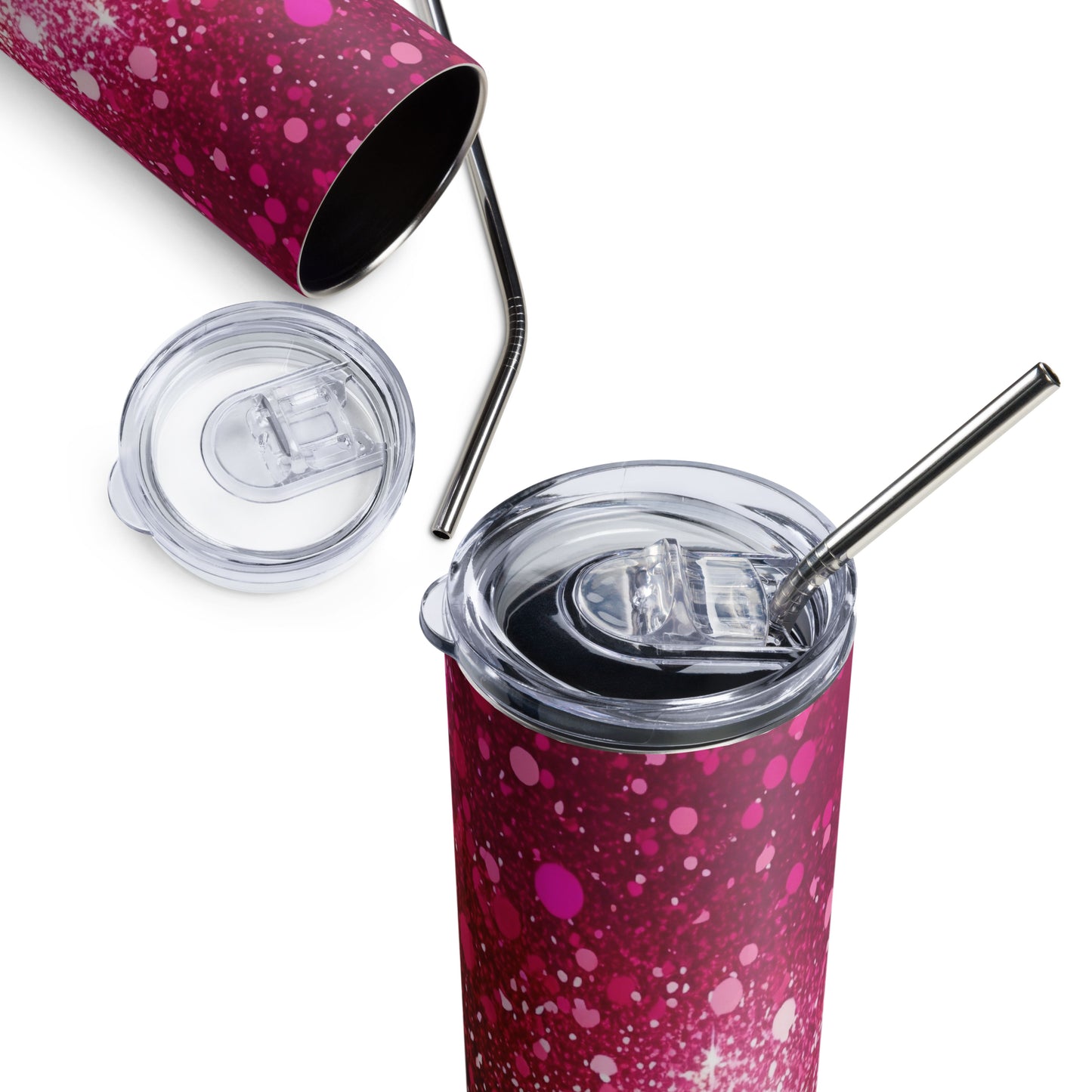 Burgundy Red Faux Glitter | Skinny Tumbler 600ml