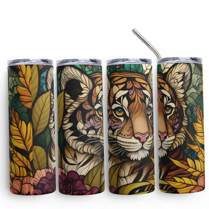 Stained Glass Tiger Cub | Skinny Tumbler 600ml