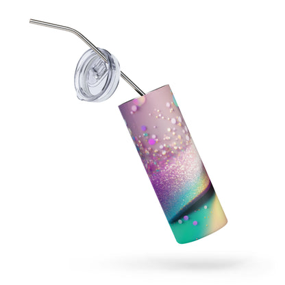 Silver Holographic Wave | Skinny Tumbler 600ml