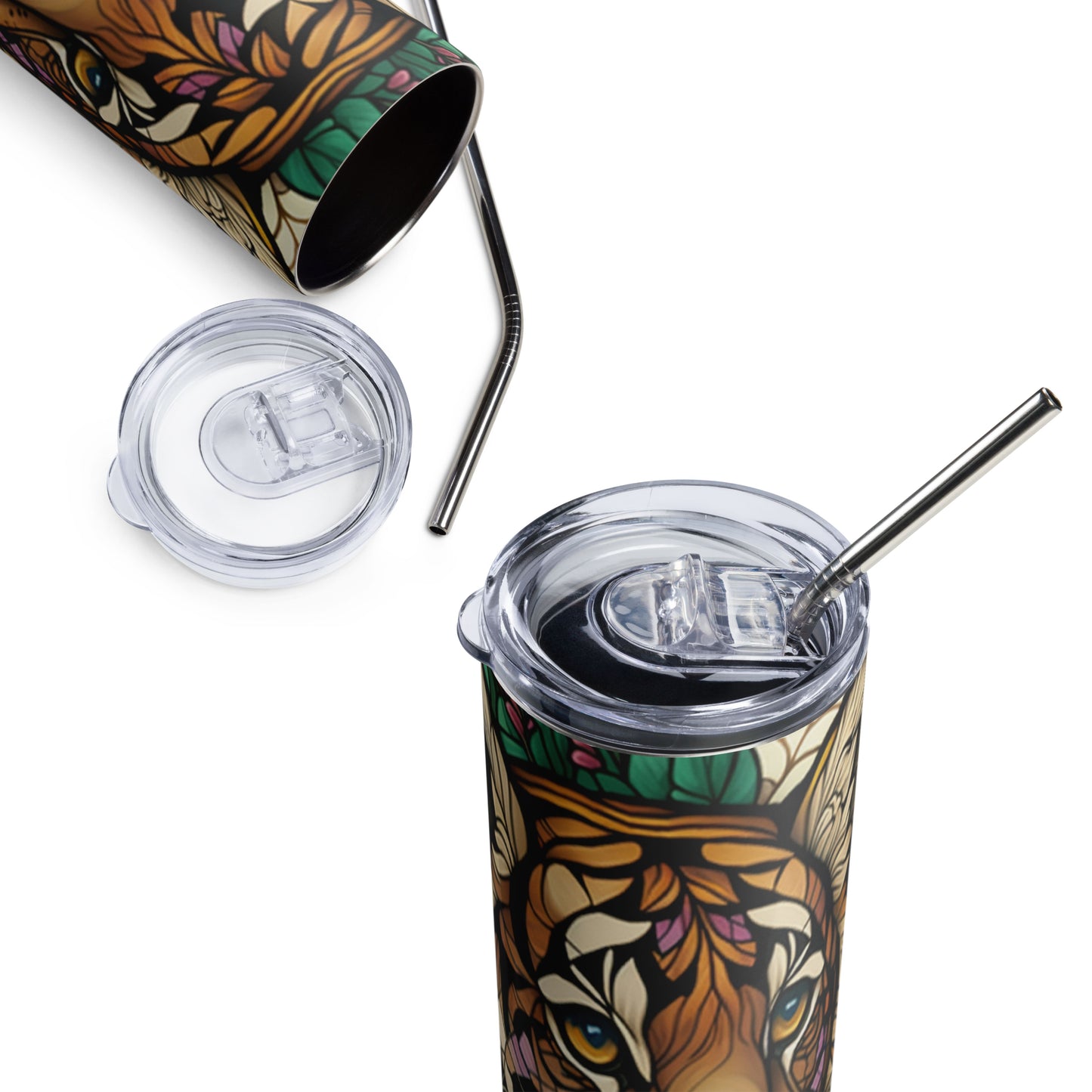 Stained Glass Tiger Cub | Skinny Tumbler 600ml