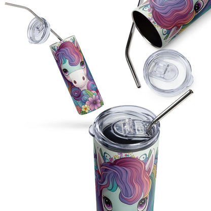 Rainbow Unicorn | Skinny Tumbler 600ml