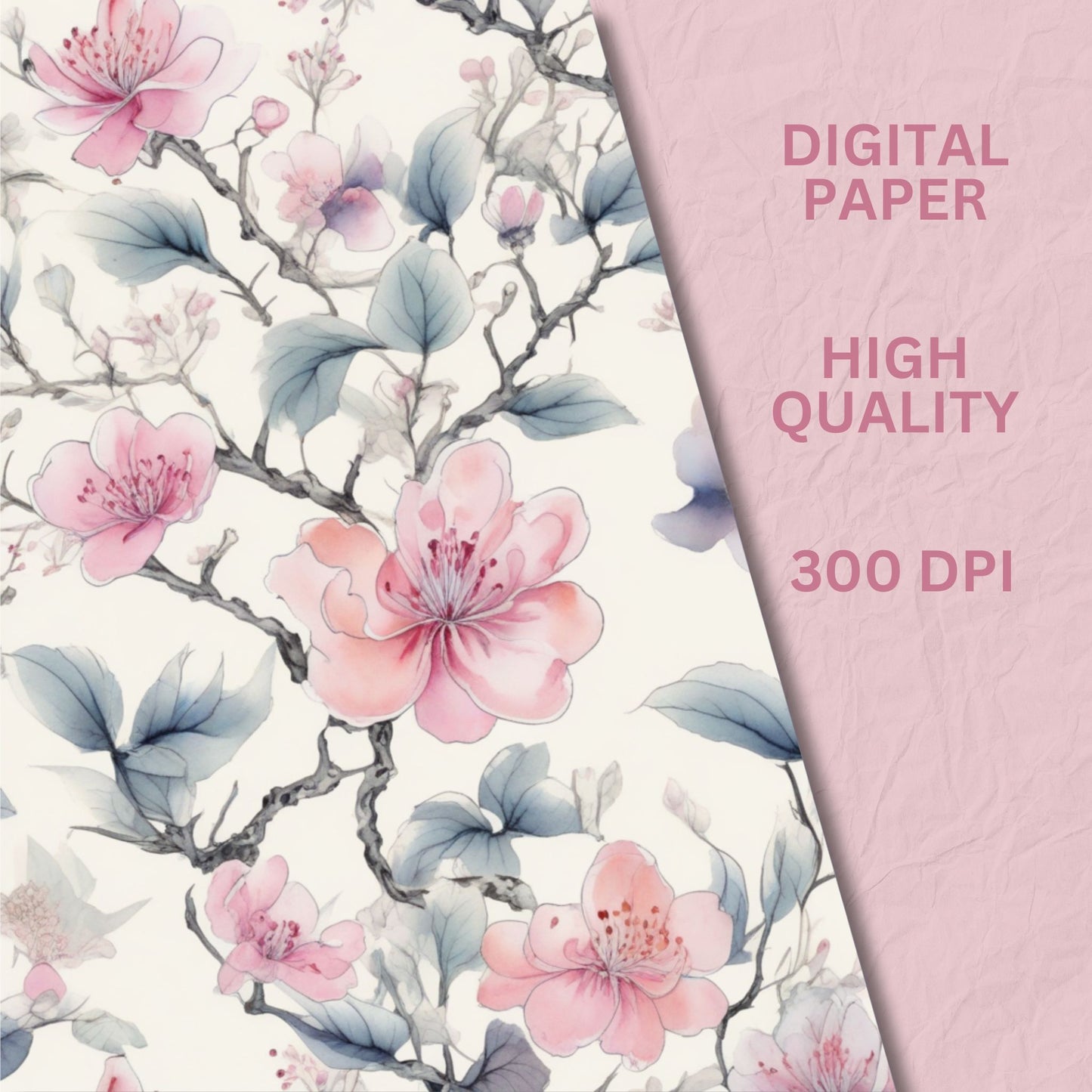 Rustic Cottage Pink and Blue | Watercolour