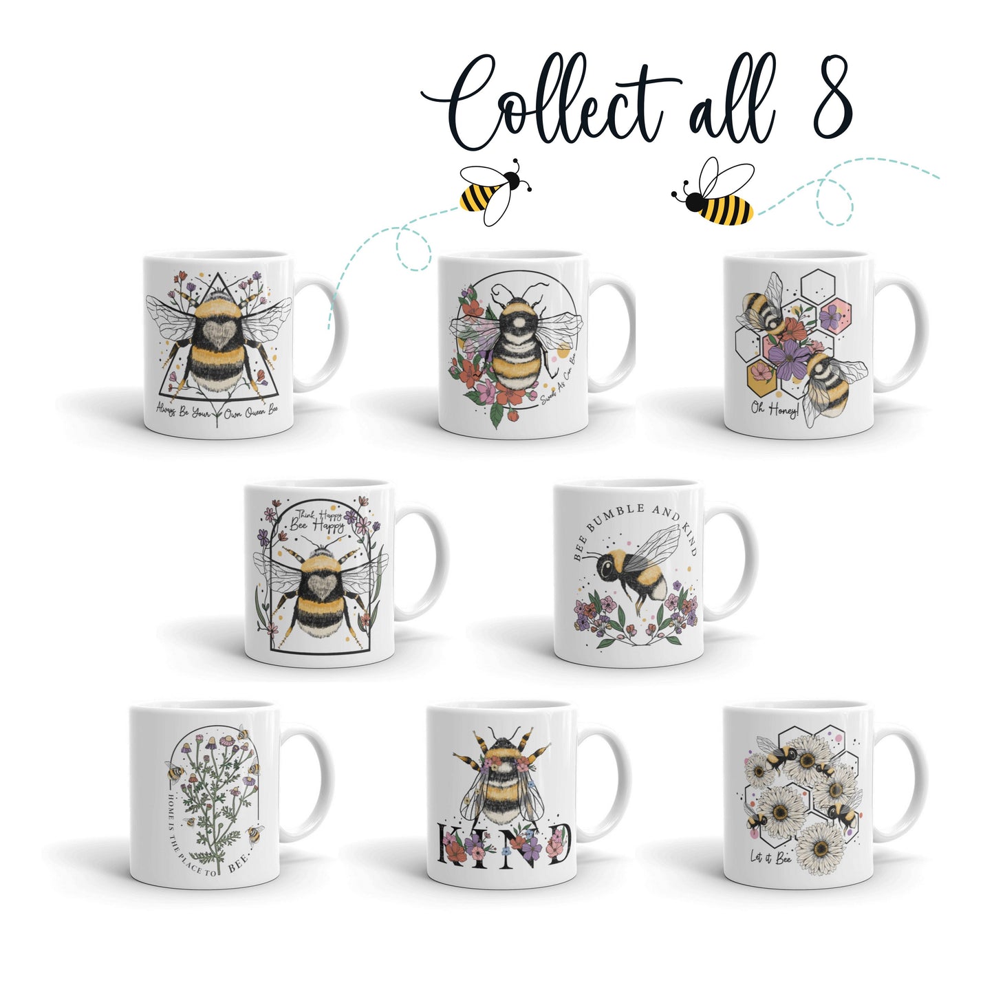 Honey Bee Coffee Mugs | Set of 8