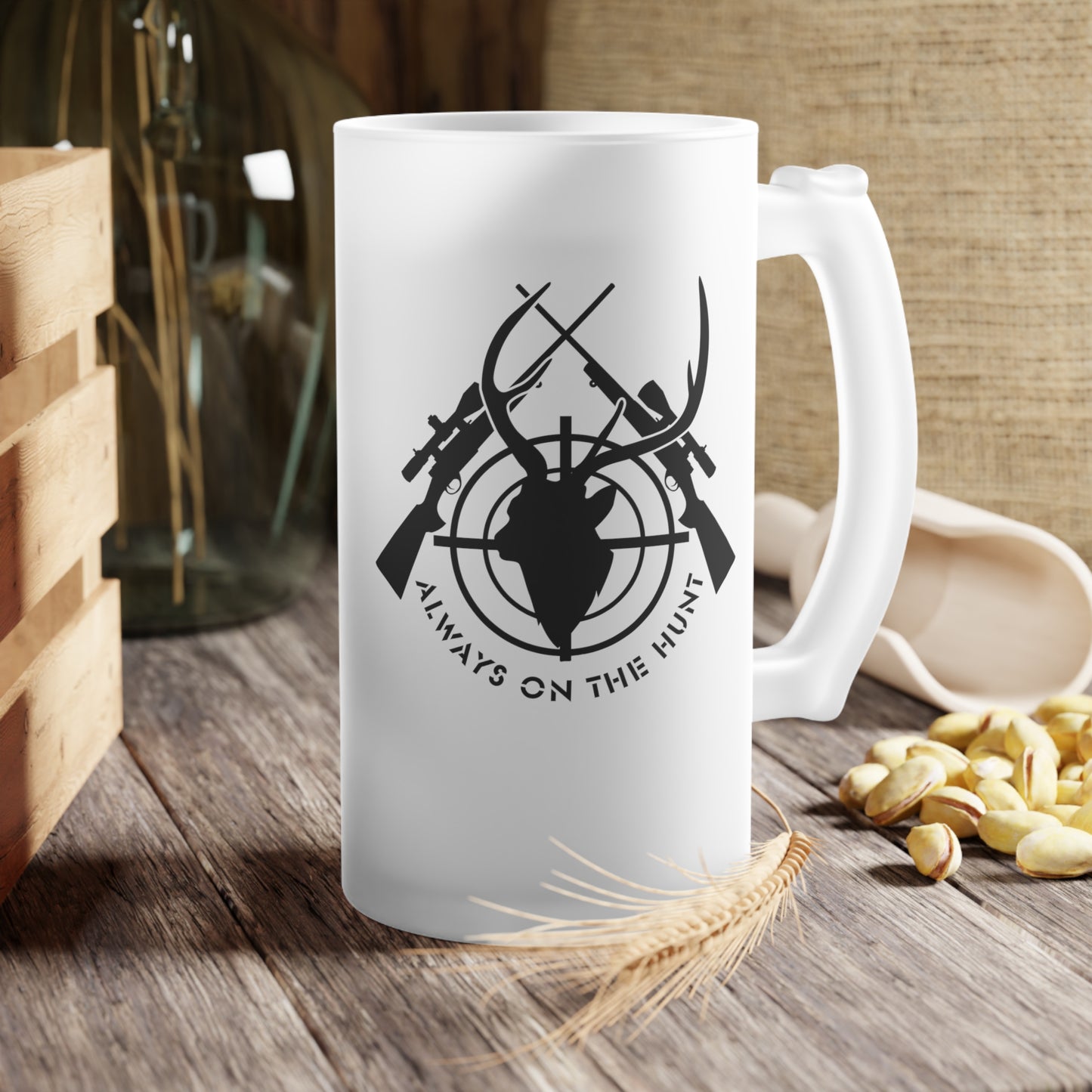 Always on the Hunt | Frosted Glass Beer Mug 500ml